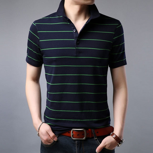 2019 New Fashion Brand Summer Polo Shirt Men Top Grade Striped Slim Fit Short Sleeve Boyfriend Gift Polos Casual Men Clothes