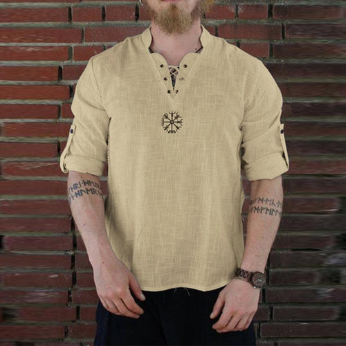 2019 Harajuku Casual Blouse Men's Summer New Style Fashionable Personality Cotton-linen Pure Long sleeved Top Sport Linen Tops