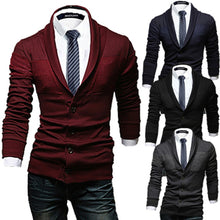 Load image into Gallery viewer, ZOGAA Men&#39;s Casual Sweater Slim Lapel Knit Cardigan Buttons Mens Undershirts Knitwear Sweaters Long Sleeve Cardigans