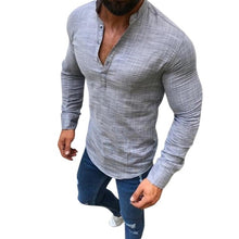 Load image into Gallery viewer, MISSKY New Men Polo Shirt Casual Long Sleeve Solid Color Slim Fit Linen Summer Polo Shirt