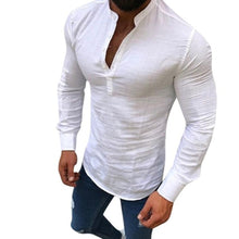 Load image into Gallery viewer, MISSKY New Men Polo Shirt Casual Long Sleeve Solid Color Slim Fit Linen Summer Polo Shirt