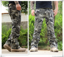 Load image into Gallery viewer, Tactical Pants Army Male Camo Jogger Plus Size Cotton Trousers Many Pocket Zip Military Style Camouflage Black Men&#39;s Cargo Pants