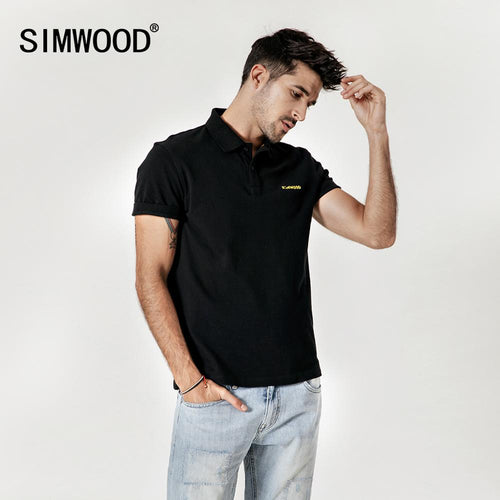 SIMWOOD 2019 summer new embroidered logo polo shirt 100% cotton classic top short sleeve high quality plus size 190295