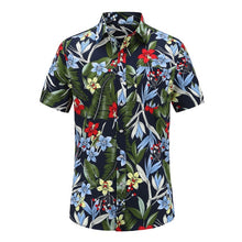 Load image into Gallery viewer, 2019 New Summer Mens Short Sleeve Beach Hawaiian Shirts Cotton Casual Floral Shirts Regular Plus Size 3XL Mens clothing Fashion