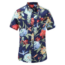 Load image into Gallery viewer, 2019 New Summer Mens Short Sleeve Beach Hawaiian Shirts Cotton Casual Floral Shirts Regular Plus Size 3XL Mens clothing Fashion