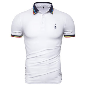 2019 Brand Quality Polo Giraffe Cotton Mens Polos Casual Short Sleeve Polo Shirt Men Stand Collar Classical Deer Polos Men