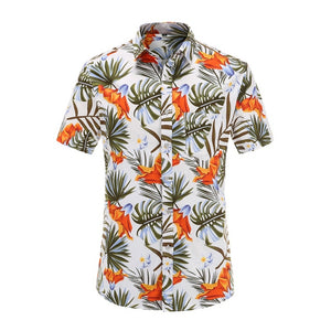 2019 New Summer Mens Short Sleeve Beach Hawaiian Shirts Cotton Casual Floral Shirts Regular Plus Size 3XL Mens clothing Fashion