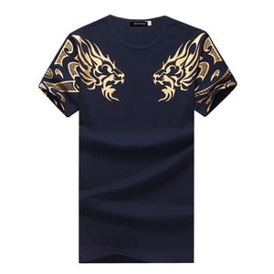 M-5XL 2019 Summer Short Sleeve Mens T Shirt New Fashion Kirin Print O-Neck T Shirt Men Casual Design Fitness Top Tee Shirt Homme