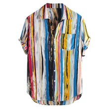 Load image into Gallery viewer, Womail 2019 New Fashion High Quality Summer Mens Casual Multi Color Lump Chest Pocket Short Sleeve Round Hem Loose Shirts Blouse