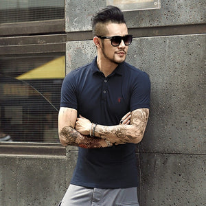 2019 New Brand Business Polo Shirt Men Casual Hombre Embroidery Cotton Short Sleeve Tops Tees Solid Slim Homme