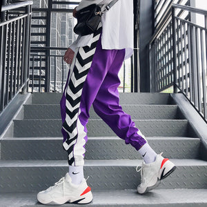 Loldeal Sweatpants Men Plus Size Casual Black White Stripe Printed Fashion Men Pants Hip Hop Pants Harem Pants Trousers