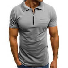 Load image into Gallery viewer, Men Polo Shirts Short Sleeve 2019 Summer Basic Casual Zipper Lapel Polo Shirt Pure color Everyday Polo Shirt Men 3XL