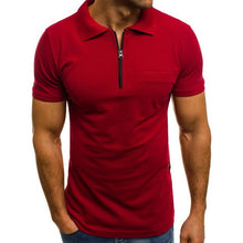 Load image into Gallery viewer, Men Polo Shirts Short Sleeve 2019 Summer Basic Casual Zipper Lapel Polo Shirt Pure color Everyday Polo Shirt Men 3XL