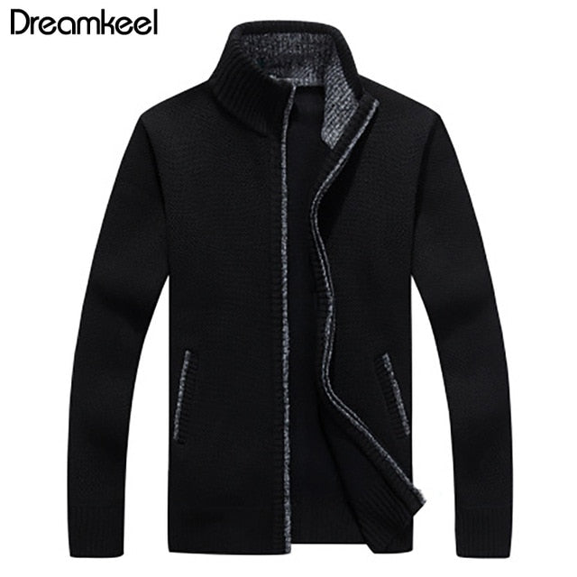 2019 spring Winter Men's Sweater Coat Faux Fur Wool cardigan Sweater Jackets Men Zipper Knitted Thick Coat Casual Knitwear Y1