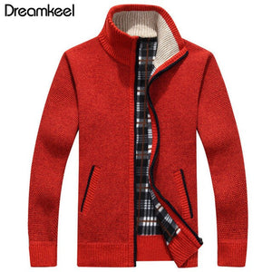 2019 spring Winter Men's Sweater Coat Faux Fur Wool cardigan Sweater Jackets Men Zipper Knitted Thick Coat Casual Knitwear Y1