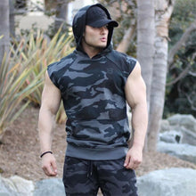 Load image into Gallery viewer, 2019 Men Bodybuilding Tank Tops Gyms Fitness Workout Sleeveless Hoodies Man Casual Camouflage Hooded Vest Male Camo Clothing