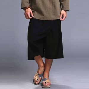 Streetwear Summer Harem Pants Men Baggy Wide Leg Harajuku Crotch Calf Length Drawstring Vacation Beach Cool Trousers Joggers