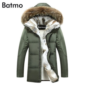 Batmo 2019 winter High Quality duck down jacket men coat parkas thick Liner male Warm Clothes Rabbit fur collar ,PLUS-SIZE 828