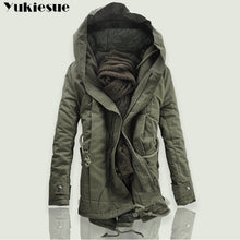 Load image into Gallery viewer, 2018 New Men Padded Parka Cotton Coat Winter Hooded Jacket Mens Fashion large size Coat Thick Warm Parkas Black army green 6XL
