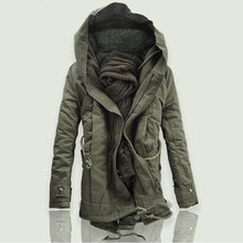 Load image into Gallery viewer, 2018 New Men Padded Parka Cotton Coat Winter Hooded Jacket Mens Fashion large size Coat Thick Warm Parkas Black army green 6XL