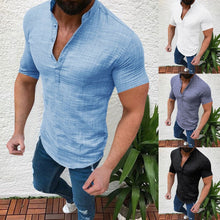 Load image into Gallery viewer, Men&#39;s Casual Blouse Cotton Linen shirt Loose Tops Short Sleeve Tee Shirt S-2XL Spring Autumn Summer Casual Handsome Men Shirt