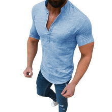 Load image into Gallery viewer, Men&#39;s Casual Blouse Cotton Linen shirt Loose Tops Short Sleeve Tee Shirt S-2XL Spring Autumn Summer Casual Handsome Men Shirt