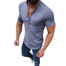 Load image into Gallery viewer, Men&#39;s Casual Blouse Cotton Linen shirt Loose Tops Short Sleeve Tee Shirt S-2XL Spring Autumn Summer Casual Handsome Men Shirt