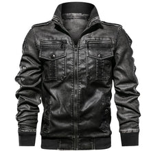 Load image into Gallery viewer, Men PU Military Jacket Casual Army Fitness Leather Coats Bomber Anti-Leather Jackets European size Dropshipping