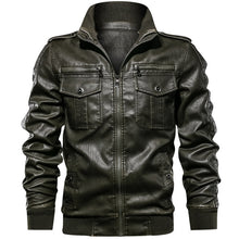 Load image into Gallery viewer, Men PU Military Jacket Casual Army Fitness Leather Coats Bomber Anti-Leather Jackets European size Dropshipping