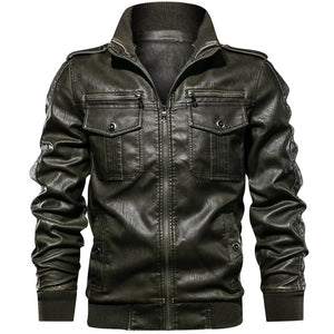 Men PU Military Jacket Casual Army Fitness Leather Coats Bomber Anti-Leather Jackets European size Dropshipping