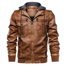 Load image into Gallery viewer, Men PU Military Jacket Casual Army Fitness Leather Coats Bomber Anti-Leather Jackets European size Dropshipping