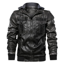 Load image into Gallery viewer, Men PU Military Jacket Casual Army Fitness Leather Coats Bomber Anti-Leather Jackets European size Dropshipping