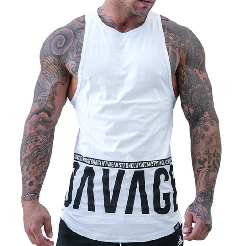 2019 Summer New Hot Selling Sports Leisure Mens Cotton Vest Gyms Fitness Jogging  exercise sleeveless White Hygroscopical Vest