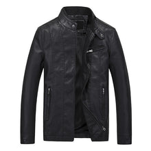 Load image into Gallery viewer, Mens Leather Jacket Brand Slim Stand Biker Motorcycle Jacket Men Outerwear Men PU Leather Jacket Coat Men Clothing