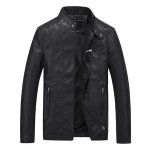 Mens Leather Jacket Brand Slim Stand Biker Motorcycle Jacket Men Outerwear Men PU Leather Jacket Coat Men Clothing